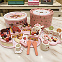 4pcs Birthday Cake Shape Wooden Play House Pretend Play Toys
