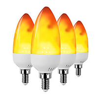 4pcs C35 3W LED Flame Flickering Corn Light E14 3 Modes Fire Light Torch Flame Effect Lamp Bulbs C35 for KTV Christmas Decoration Home Bedroom Aisle Wall Lamp