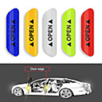 4Pcs Car Door Stickers Warning Mark Reflective Tape Auto Exterior Accessories OPEN Sign Safety Reflective Strip Light Reflector