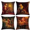 4pcs Christmas Cushion Cover Santa Claus Decorative Throw Pillow Cover Linen Pillowcases 18 x 18 inches/ 45 x 45 cm