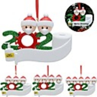 4pcs Christmas Decoration Quarantine Santa Claus with Mask Christmas Decorative Hanging Accessories Toy Doll for Home Party Decoration Gift Christmas Tree Ornaments
