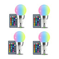 4pcs E27 LED Bulb 5W RGBW White 16 Color LED Lamp AC85-265V Changeable RGB Bulb Light With Remote Control Memory Function E14