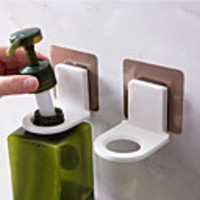 4Pcs Plastic Wall Mount Soap Shampoo Shower Gel Dispenser Bottle Holder Hook Hanging Hanger Bathroom Kitchen Organizer Without Drill