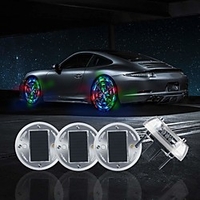 4Pcs Solar Energy Car Wheel Hub Lamp Hot Wheel Lights with Motion Sensors Colorful LED Tire Light Decorative Lights Waterproof for Car Auto Motorcycles Bicycles