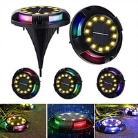 4Pcs Solar Ground Lights LED Garden Lamp Outdoor Disk Lawn Lights Colorful Outdoor Waterproof Buried Lamp for Pathway Stair Street Garden Decoration Night Lights 12LED Outdoor Garden Light Garden Decorative Lamps miniinthebox