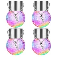 4pcs Solar Lights Outdoor Cracked Glass Ball Light Solar Hanging Lanterns Waterproof Globe Lighting for Patio Fance Garden miniinthebox