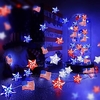 4th of July Decorations Lights 13ft 40LEDs Red White Bule Stars and American Flag String Lights 8 Modes Waterproof Fairy Lights with Remote for Independence Day Memorial Day Patriotic Decor miniinthebox