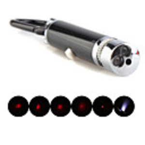 5 in 1 1mw 650nm Projective Red Laser Pointer with 2 LED and Keychain Black