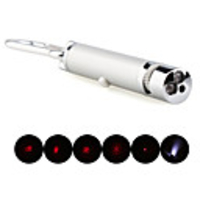 5 in 1 1mw 650nm Projective Red Laser Pointer with 2 LED and Keychain Silver