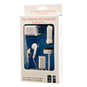 5-in-1 Charging Kit (Car Charger/Travel Charger/Stereo Headset/USB Cable/Audio Splitter) for iPhone 3G/3GS/4G