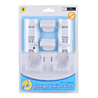 5-in-1 Dual Charge Dock/Stand/Station Two Rechargeable Battery Packs (1800mAh) for Wii Remote