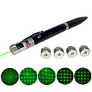 5 in 1 Pen Size Green Laser Pointer with Amazing Pattern Head and Ball point Pen(QW177)