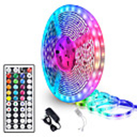 5 Meters Waterproof Flexible LED Light Strips 90x5050 RGB SMD LEDs IR 44 Key Controller with Installation Package and 12V Adapter Kit