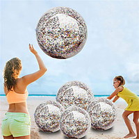 5 Pack Sequin Beach Ball Jumbo Pool Toys Balls Giant Confetti Glitter Inflatable Clear Beach Ball Swimming Pool Beach Toys Outdoor Summer Party Favors for Kids Adults (24-2 Pieces, 16-3 Pieces) miniinthebox