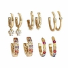 5 paris hoop earrings set statement gold plated cubic zirconia hoop for women,  charm small dangle hoop earrings for girls simple jewelry