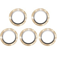 (5 Pcs) Camera Lens Protector Compatible with iPhone 13 and iPhone 13 Mini, Aluminum Alloy Edge Cover Tempered Glass Circle Lens Cover miniinthebox