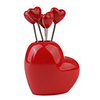 5 pcs Lovely Fruit Fork Kit with Container (Heart)