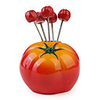 5 pcs Lovely Fruit Fork Kit with Container (Tomato)