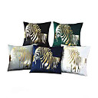 5 pcs Velvet Pillow Cover,  Animal Square Traditional Classic