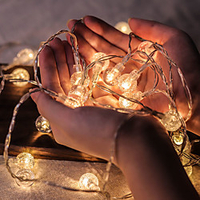 50 LED Crystal Balls String Lights 5M LED String Lights Outdoor String Lights Battery Powered Fairy Light Waterproof Outdoor Garden Christmas Wedding Party Courtyard Decoration Lamp without Battery
