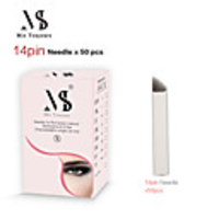 50pcs Manual Microblading Needles 14Pin Bevel Tebori Tattoo Blades For Permanent Makeup Eyebrows