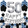 50th birthday decorations, 50 birthday balloons party supplies happy 50 birthday banner blue and silver black foil star balloons for women men(81pcs)