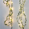 5M 50Leds Tiny Green Leaves Garland Fairy Light Led Copper Wire String Lights For Wedding Forest Table Christmas Home Party Decoration Warm White Lighting AA Battery Power (come without battery)