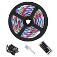 5M LED Strip Lights RGB Tiktok Lights Waterproof 300 x 2835 8mm Flexible and IR 44Key Remote Control with EU US 12V 2A Power AC100-240V