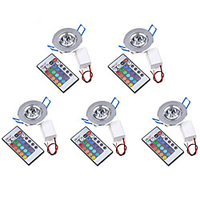 5pcs 3W LED Ceiling Lights Recessed Retrofit High Power LED RGB Decorative Remote-Controlled AC 85-265 V miniinthebox