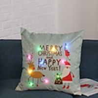 5pcs Christmas Led Pillow Elk And Elderly Cute Cushion Office Car Sofa Cushion Cover 3AA Batteries not included