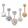 5pcs per set stainless surgical steel belly button rings navel rings barbells studs with cz/marble stone/love heart 14g body piercing jewelry for women girls silver rose gold
