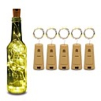 5pcs String led Wine Bottle with Cork 20 LED Bottle Lights Battery Cork for Party Wedding Christmas Halloween Bar Decor Warm White