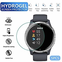 5pcs tempered hydrogel transparent film,  hd film glass screen protector for garmin venu smart watch full screen coverage anti scratch,  bubble free