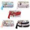 5sets bohemian stretch beaded bracelets for women crystal beaded strand bangle charm multilayer stackable bracelets