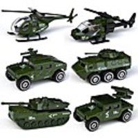 6 cars in 1 set military styling 1:87 alloy diecast vehicle models collection kids toy,  armament series helicopter tank truck armored car (6pieces - army)