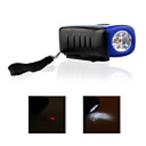 6-LED Hand Crank Dynamo Solar Power Flashlight Blue