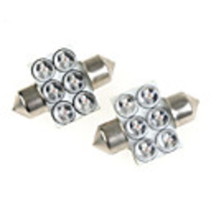 6-LED Red Bulbs (2pcs, 12V, 31mm)