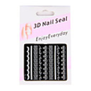 6 Nail Art Stickers French Style White/Black/Pin​k Lace