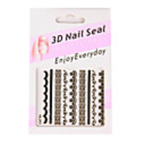 6 Nail Art Stickers French Style White/Black/Pin​k Lace