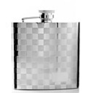 6 Oz hip Polished Stainless Steel Flask with Embossed pattern (Squares)
