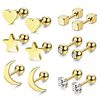 6 pairs stainless steel ball stud earrings for men women cz cartilage helix ear piercing