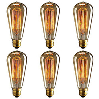 6 pcs E27 40W ST64 Dimmable Edison Decorative Bulb Warm White miniinthebox