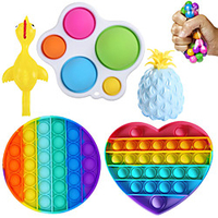 6 pcs Fidget Sensory Toy Set Stress Relief Toys Autism Anxiety Relief Stress Pop Bubble Fidget Sensory Toy For Kids Adults miniinthebox