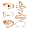 6 pieces arm cuff upper arm band cuff bracelet bangle for women silver gold adjustable armband set