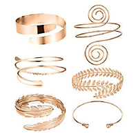 6 pieces arm cuff upper arm band cuff bracelet bangle for women silver gold adjustable armband set
