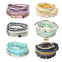 6 sets bohemian stackable bead bracelets for women stretch bangles bohemian style stretch multilayered bracelet set