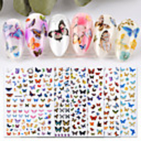 6 Sheet New Nail Art Self-adhesive Nail Sticker Tip Decal Decoration Cartoon Cute Butterfly Design DIY Manicure Accessories Tool
