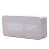 6" White Wooden Design Blue Light Desktop Alarm Clock Thermometer (USB/4xAAA)