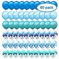 60pcs 12 inches latex balloons confetti balloons set - navy blue amp; light blue amp; tiffany blue balloons helium balloons party supplies for wedding birthday boy baby shower party decoration