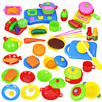 60pcs educational pretend play kitchen ware set plastic cooking dishes food toy